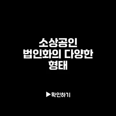 소상공인 법인화의 다양한 형태