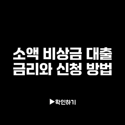 소액 비상금 대출 금리와 신청 방법