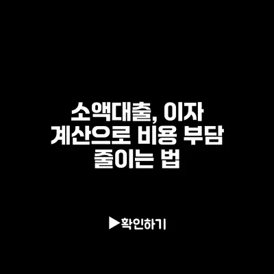 소액대출, 이자 계산으로 비용 부담 줄이는 법