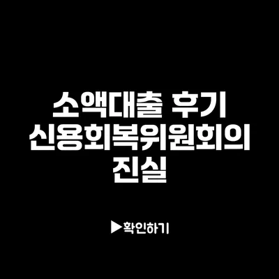 소액대출 후기: 신용회복위원회의 진실