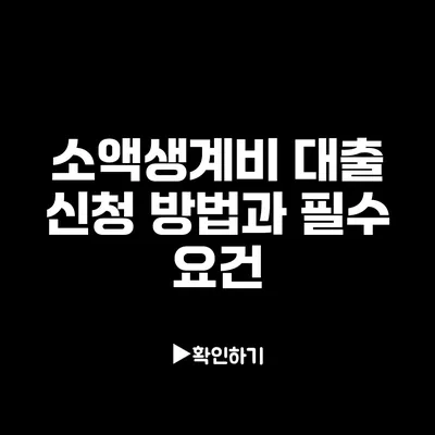 소액생계비 대출: 신청 방법과 필수 요건