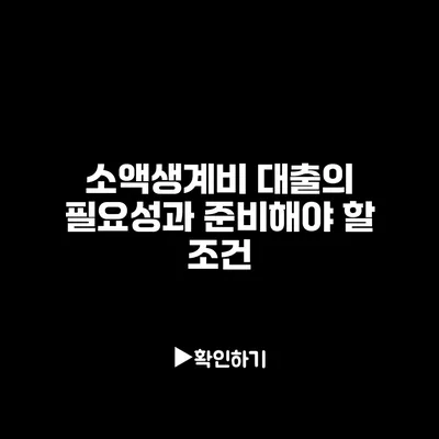 소액생계비 대출의 필요성과 준비해야 할 조건