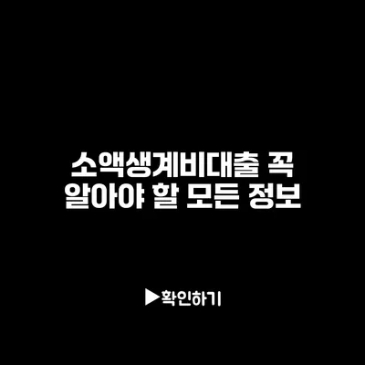 소액생계비대출: 꼭 알아야 할 모든 정보