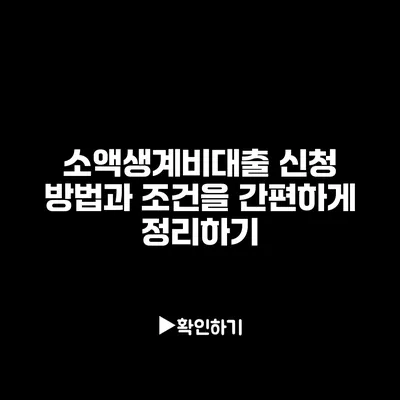 소액생계비대출 신청 방법과 조건을 간편하게 정리하기