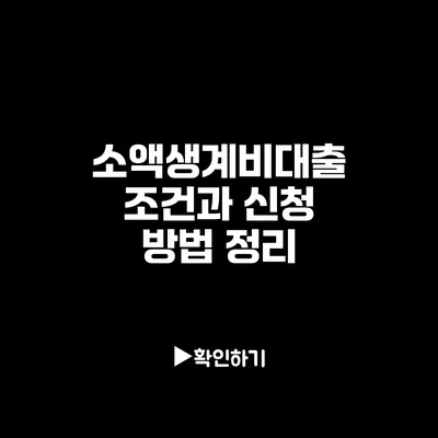 소액생계비대출 조건과 신청 방법 정리 소액생계비대출 조건과 신청 방법 정리
