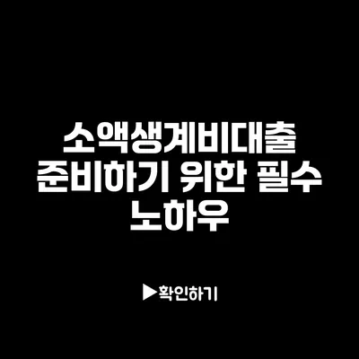 소액생계비대출 준비하기 위한 필수 노하우