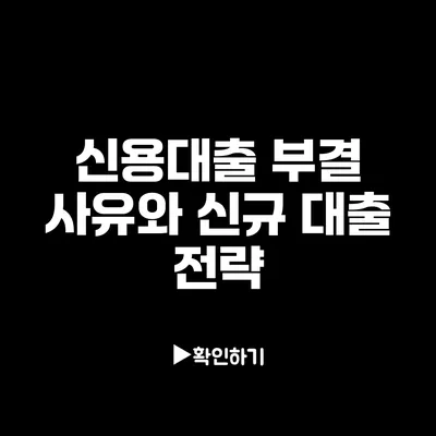 신용대출 부결 사유와 신규 대출 전략