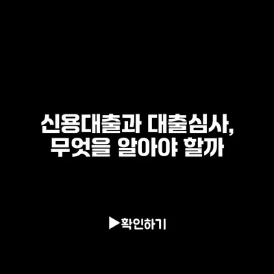 신용대출과 대출심사, 무엇을 알아야 할까?