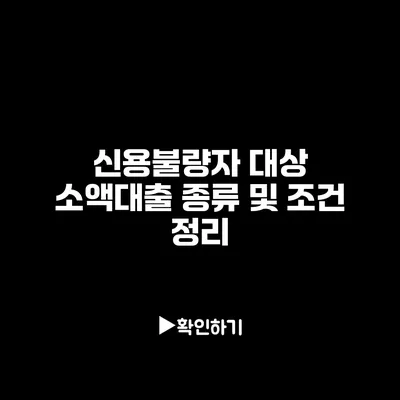 신용불량자 대상 소액대출 종류 및 조건 정리