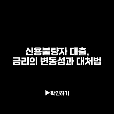 신용불량자 대출, 금리의 변동성과 대처법