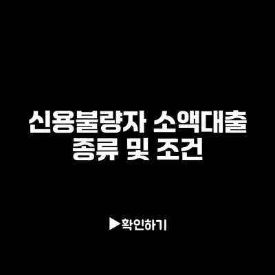신용불량자 소액대출 종류 및 조건