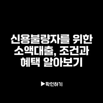 신용불량자를 위한 소액대출, 조건과 혜택 알아보기