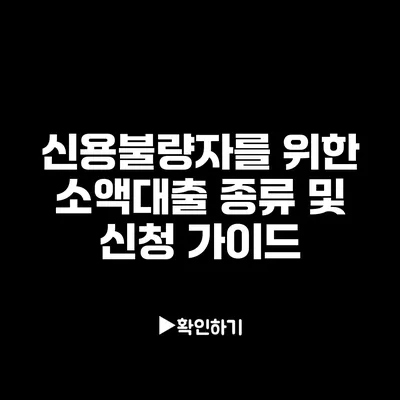 신용불량자를 위한 소액대출 종류 및 신청 가이드