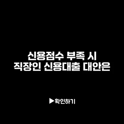 신용점수 부족 시 직장인 신용대출 대안은?