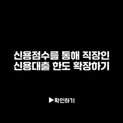 신용점수를 통해 직장인 신용대출 한도 확장하기