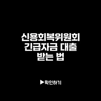 신용회복위원회 긴급자금 대출 받는 법