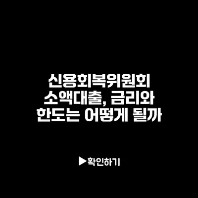 신용회복위원회 소액대출, 금리와 한도는 어떻게 될까?