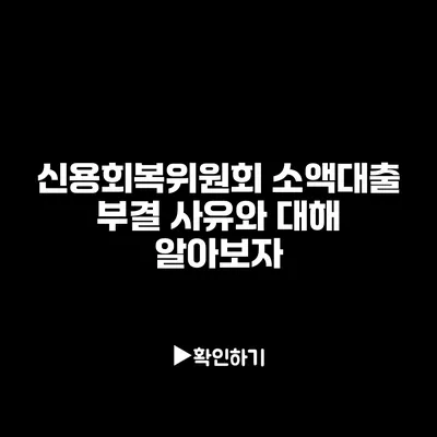 신용회복위원회 소액대출 부결 사유와 대해 알아보자