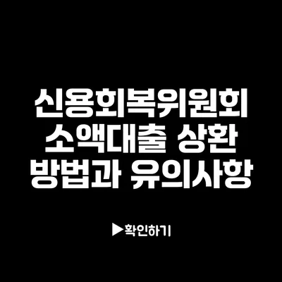 신용회복위원회 소액대출 상환 방법과 유의사항