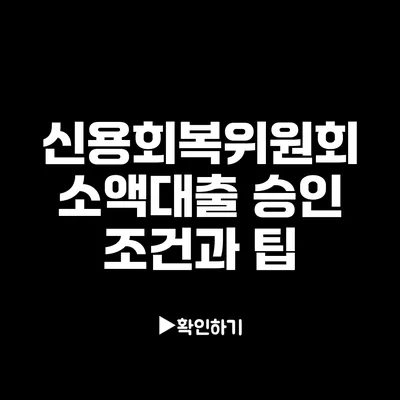 신용회복위원회 소액대출 승인 조건과 팁