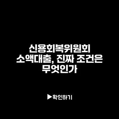 신용회복위원회 소액대출, 진짜 조건은 무엇인가?