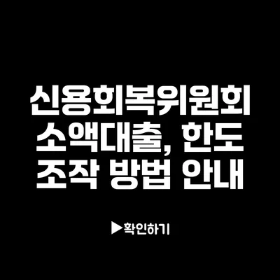 신용회복위원회 소액대출, 한도 조작 방법 안내
