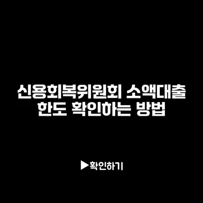 신용회복위원회 소액대출 한도 확인하는 방법 신용회복위원회 소액대출 한도 확인하는 방법