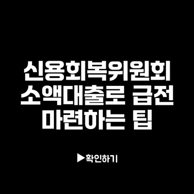 신용회복위원회 소액대출로 급전 마련하는 팁