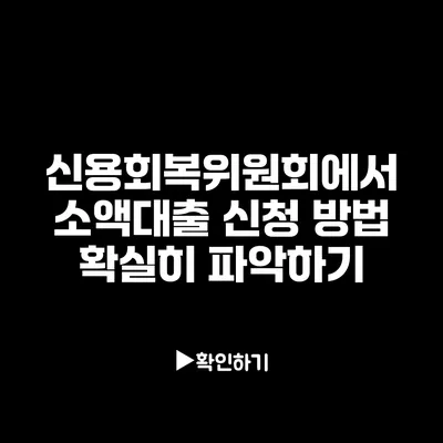 신용회복위원회에서 소액대출 신청 방법 확실히 파악하기