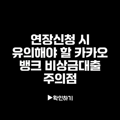 연장신청 시 유의해야 할 카카오 뱅크 비상금대출 주의점