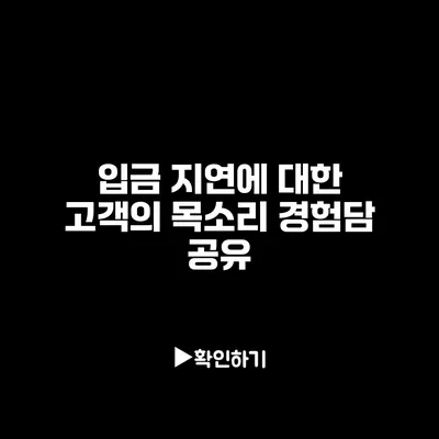 입금 지연에 대한 고객의 목소리 경험담 공유