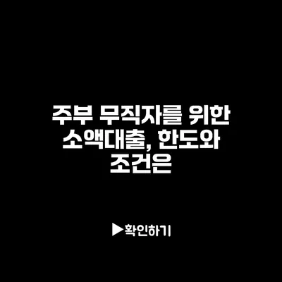 주부 무직자를 위한 소액대출, 한도와 조건은?
