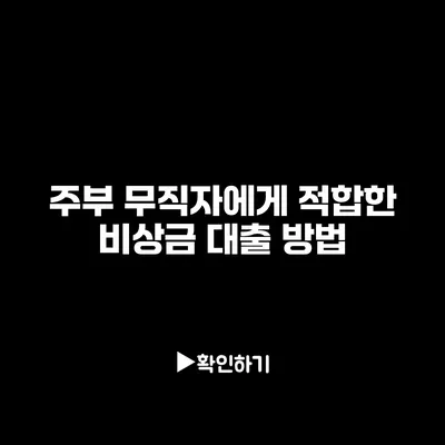 주부 무직자에게 적합한 비상금 대출 방법