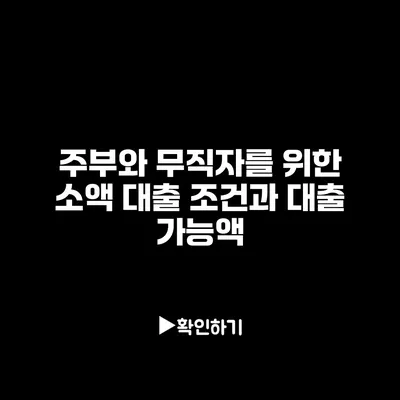 주부와 무직자를 위한 소액 대출 조건과 대출 가능액