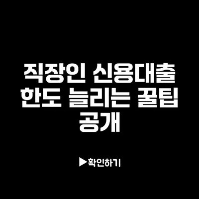 직장인 신용대출 한도 늘리는 꿀팁 공개
