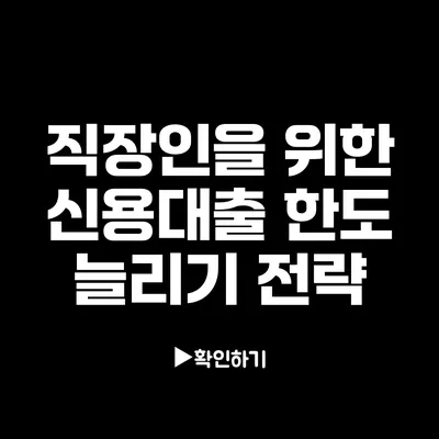 직장인을 위한 신용대출 한도 늘리기 전략