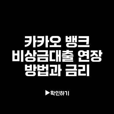 카카오 뱅크 비상금대출 연장 방법과 금리