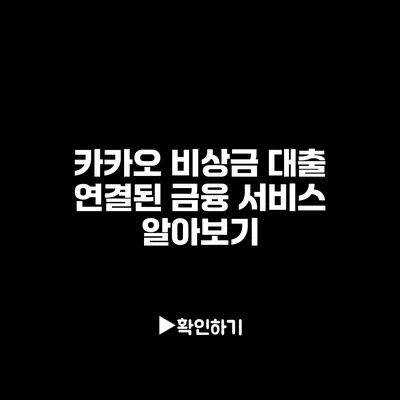 카카오 비상금 대출 연결된 금융 서비스 알아보기