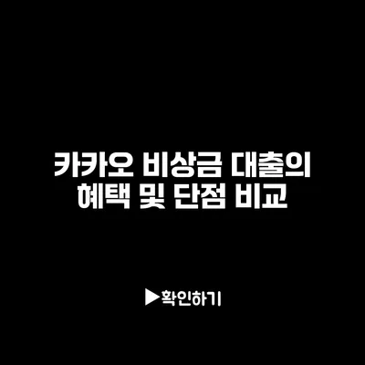 카카오 비상금 대출의 혜택 및 단점 비교