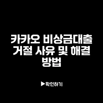 카카오 비상금대출 거절 사유 및 해결 방법