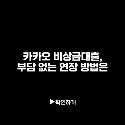 카카오 비상금대출, 부담 없는 연장 방법은?