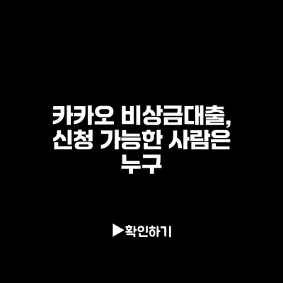 카카오 비상금대출, 신청 가능한 사람은 누구?