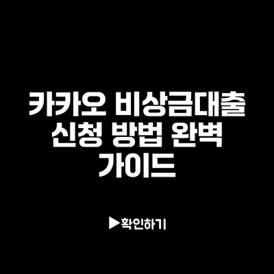 카카오 비상금대출 신청 방법 완벽 가이드