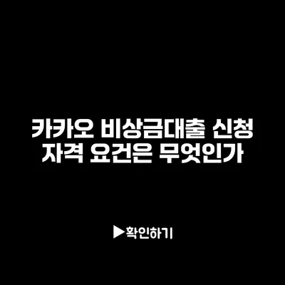 카카오 비상금대출 신청 자격 요건은 무엇인가?