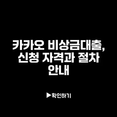 카카오 비상금대출, 신청 자격과 절차 안내