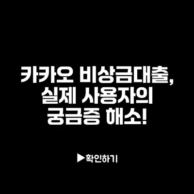 카카오 비상금대출, 실제 사용자의 궁금증 해소!