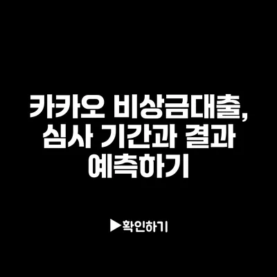 카카오 비상금대출, 심사 기간과 결과 예측하기