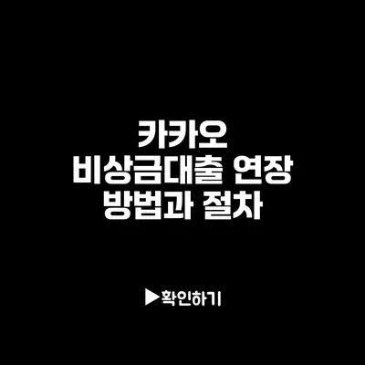카카오 비상금대출 연장 방법과 절차