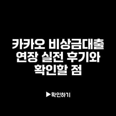 카카오 비상금대출 연장 실전 후기와 확인할 점