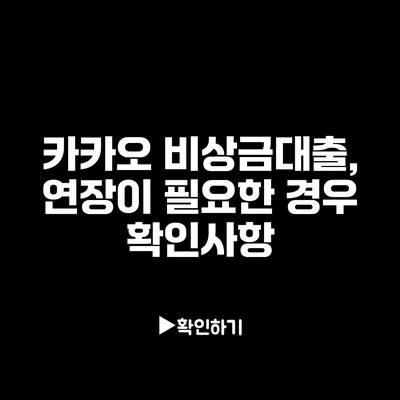 카카오 비상금대출, 연장이 필요한 경우 확인사항